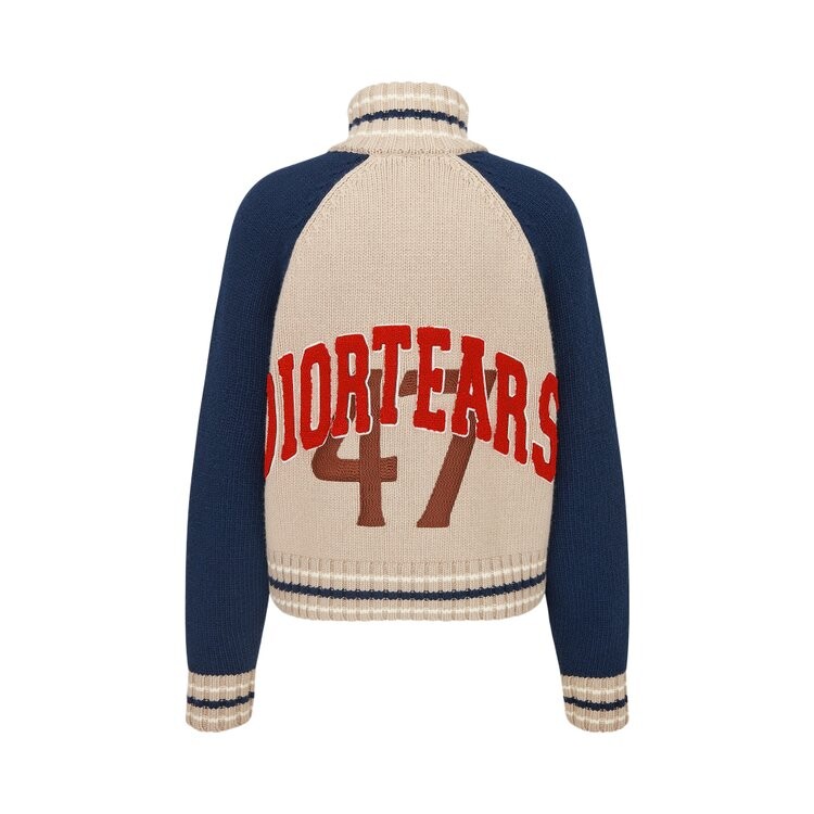 Куртка Dior x Denim Tears Zipped Blouson, цвет Beige/Navy Blue — фото 2