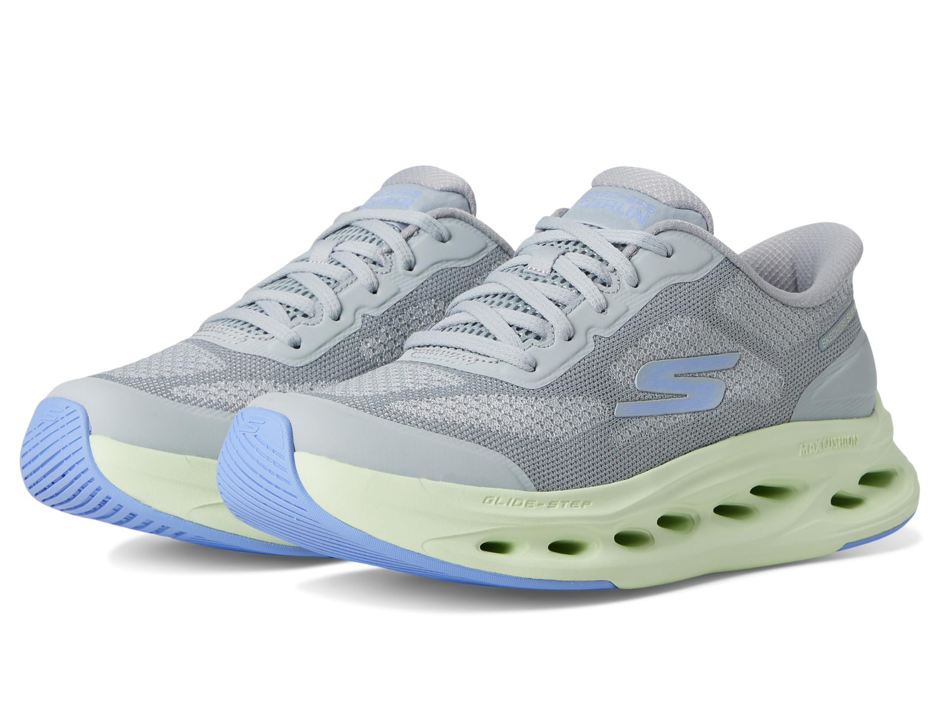 Кроссовки SKECHERS Max Cushioning Glide Step Hartford Hands Free Slip-Ins, цвет Gray/Lime
