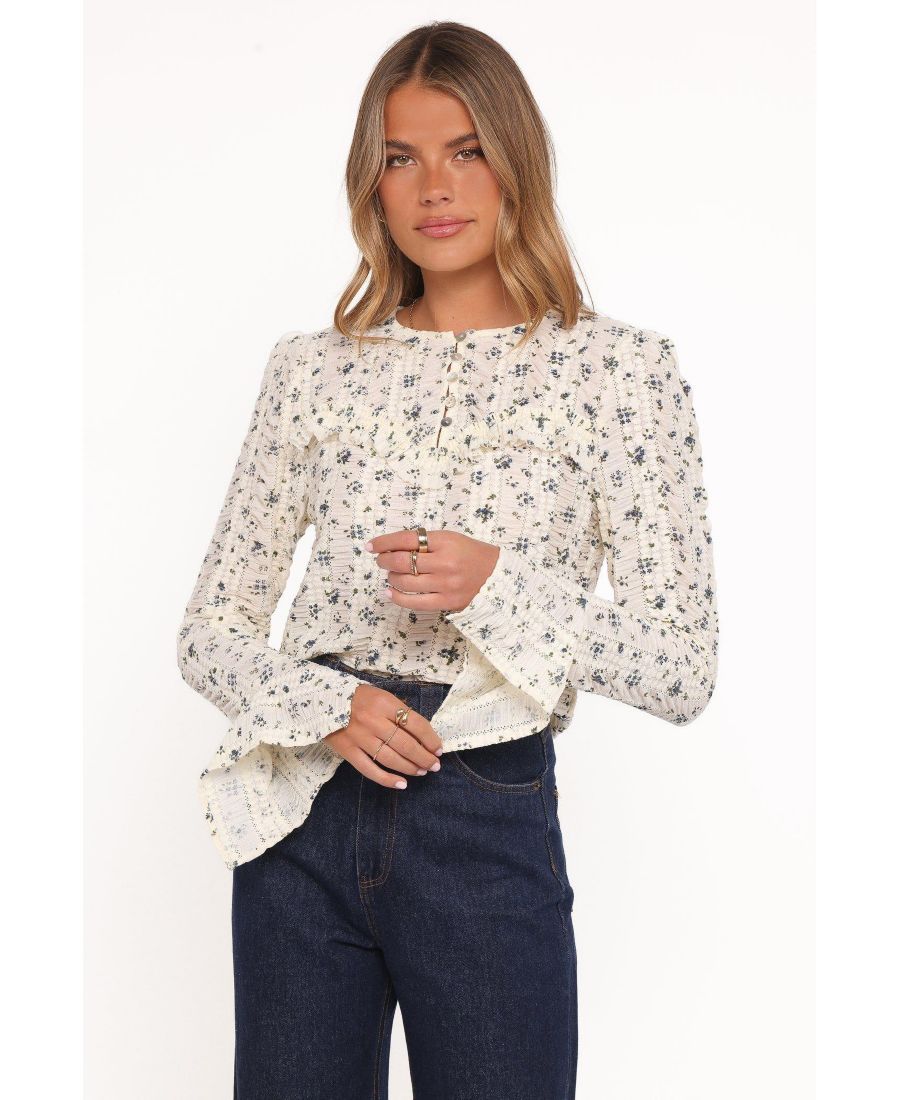 

Женская блузка Eira с текстурированными оборками Petal and Pup, Cream blue floral