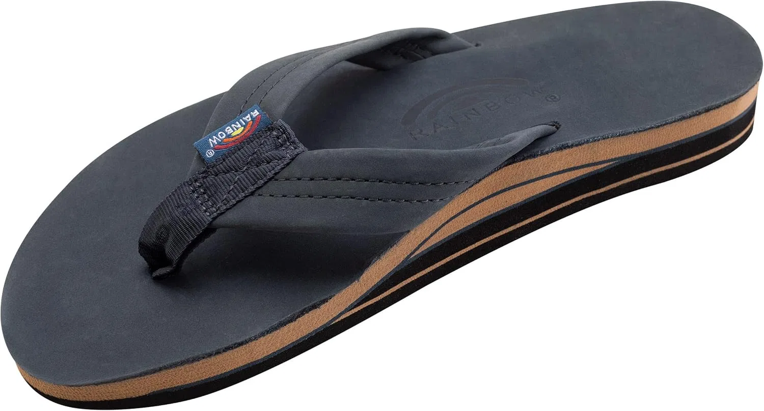 Сандалии с поддержкой стопы, из натуральной кожи, Rainbow, Navy с подошвой Fawn Rainbow Sandals