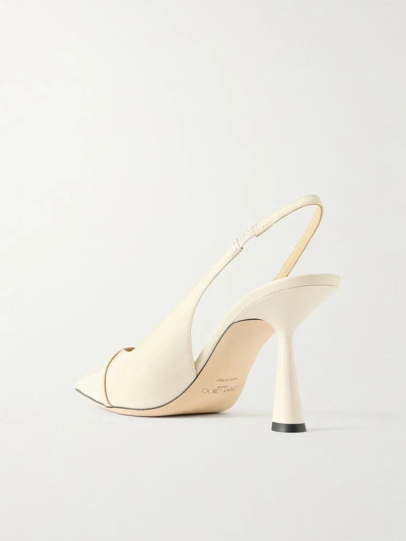 Туфли-слингбэки Amita 85 из лакированной кожи с искусственным жемчугом JIMMY CHOO, белый — фото 3