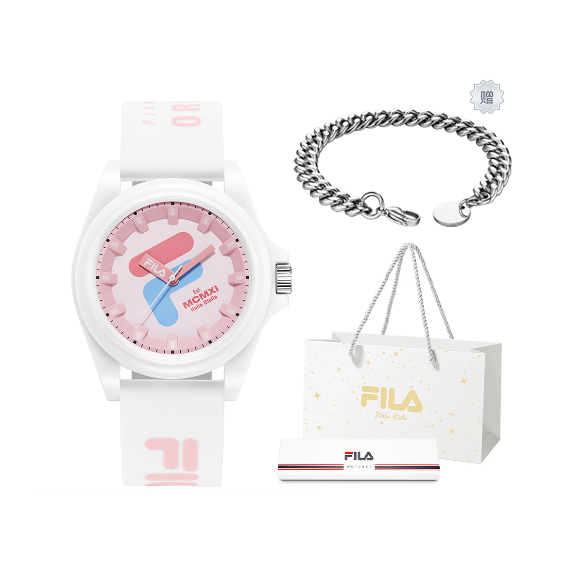 

FILA Часы DOPAMINE Wrist Watch Quartz Movement Silicone Strap Blue Dial Unisex, [Free Bracelet+Shopping Bag]-6567-003