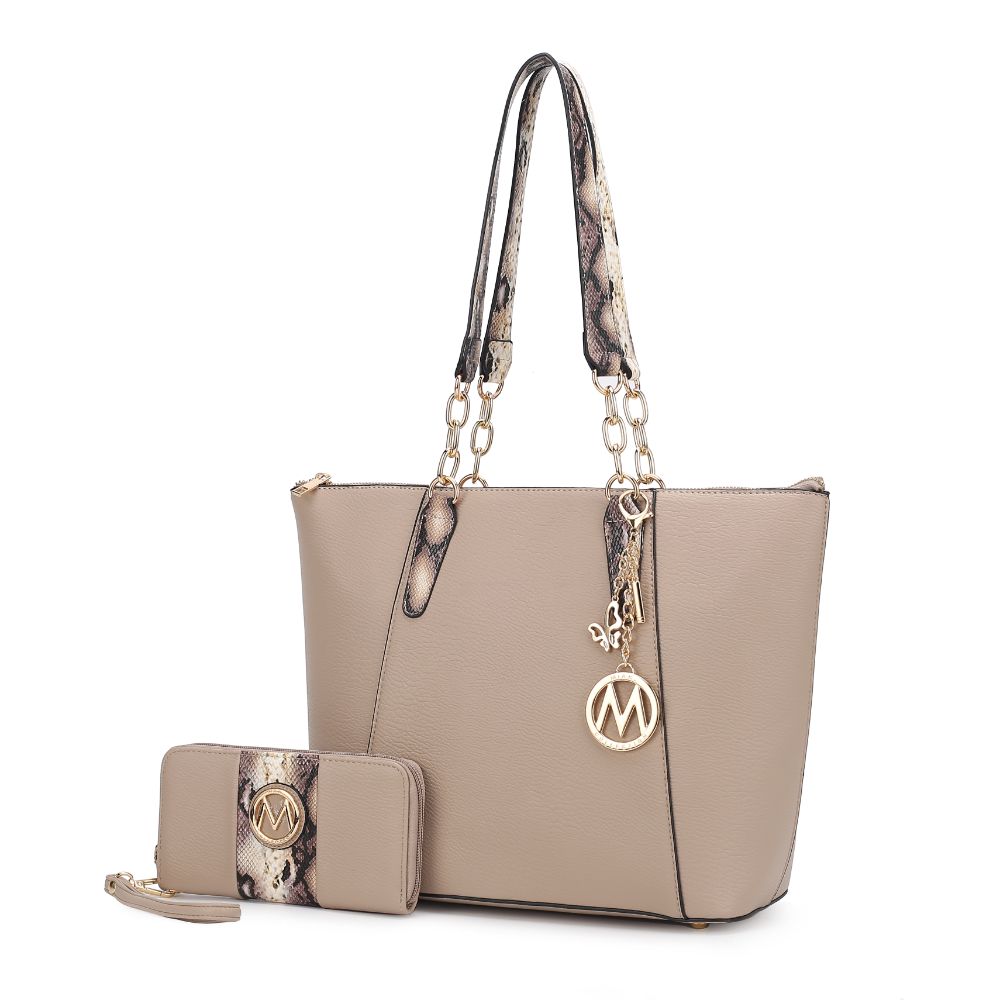 

Сумка-шоппер Ximena из веганской кожи с кошельком на запястье - 2 предмета MKF, Taupe