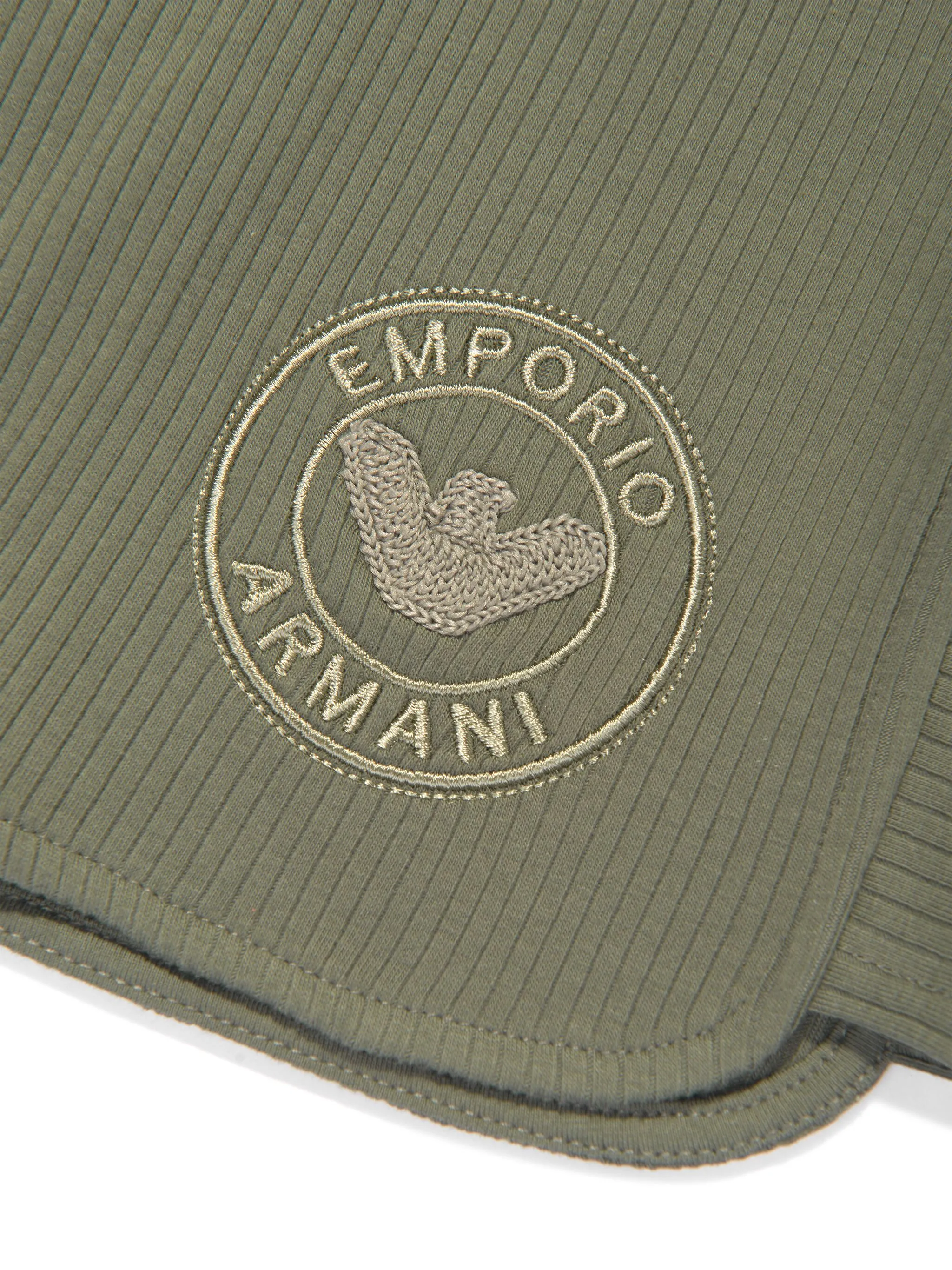 Шорты в рубчик с вышитым логотипом Emporio Armani Kids, зеленый — фото 4