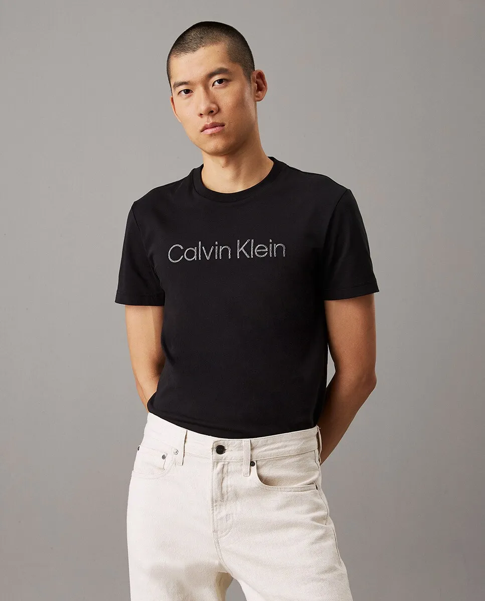 

Футболка мужская с фактурной вышивкой Calvin Klein, черный