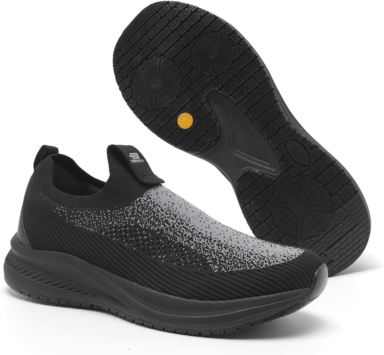 

Мужские вязаные слипоны для ходьбы - классический узор, комфорт без шнурков с технологией Turbine Pressure-Release Grip для ношения в течение всего дня Baibao A-S, черный