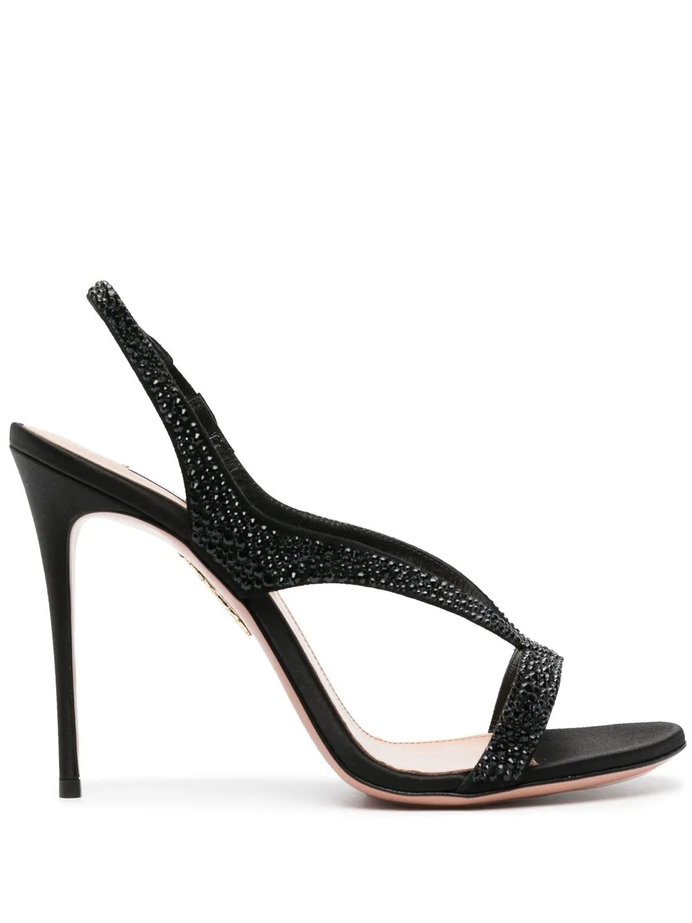 Босоножки Izzy 105 с кристаллами Aquazzura, черный