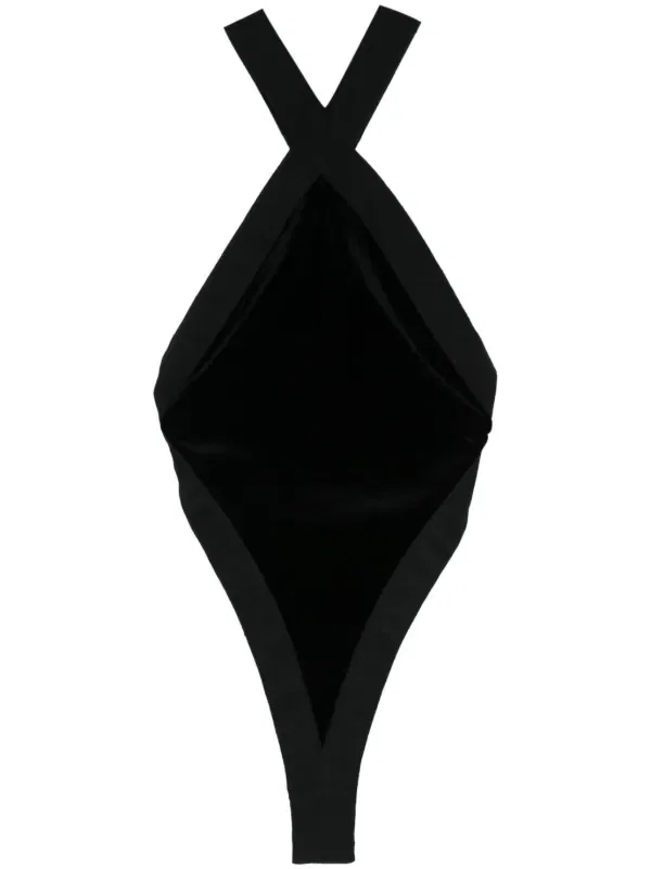 Шелковый боди без рукавов Saint Laurent, черный