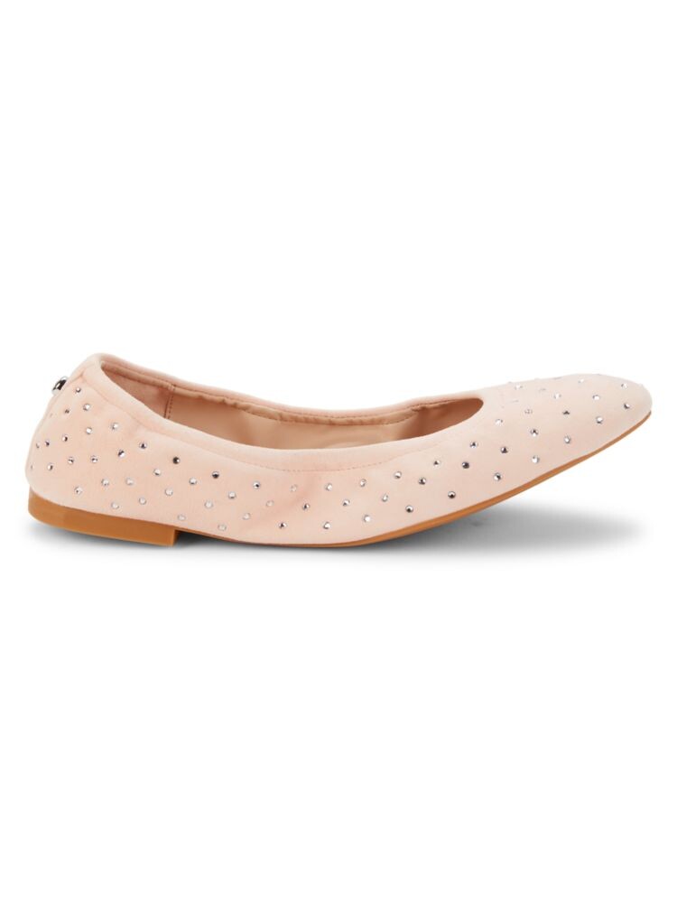 

Замшевые балетки с блестками и украшением Stuart Weitzman, цвет Rosewater