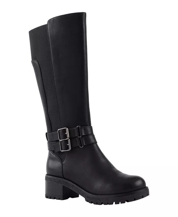 Женские сапоги Jonah Lug Sole Block Heel до колена GC Shoes, черный