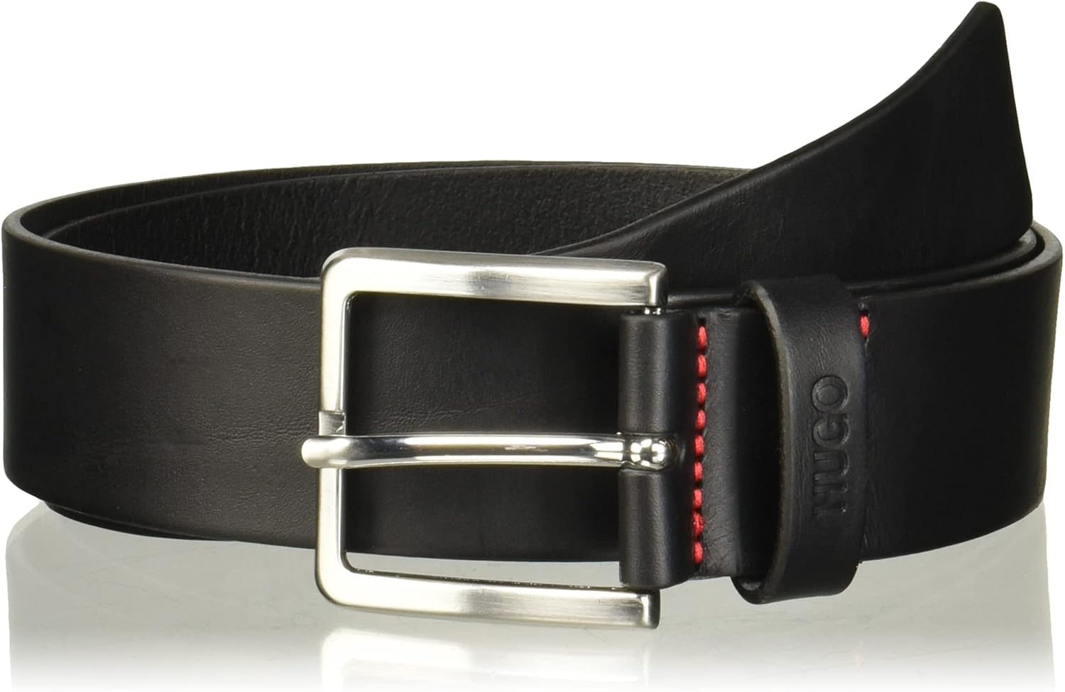 

HUGO мужской Gionios гладкий кожаный повседневный ремень, New Black