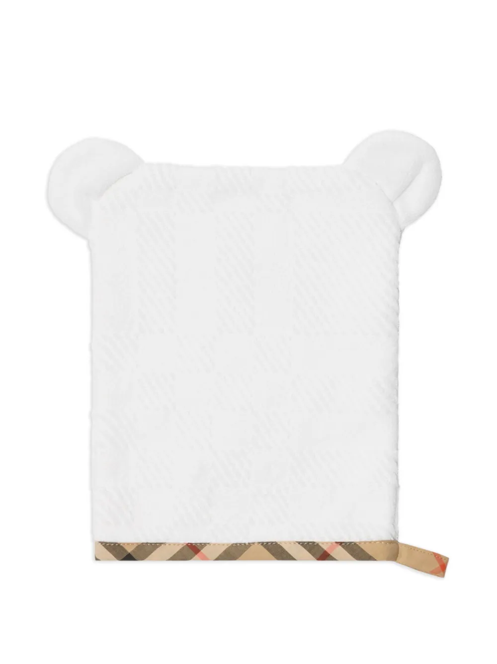 Варежка и полотенце с отделкой в клетку BURBERRY KIDS, белый — фото 4
