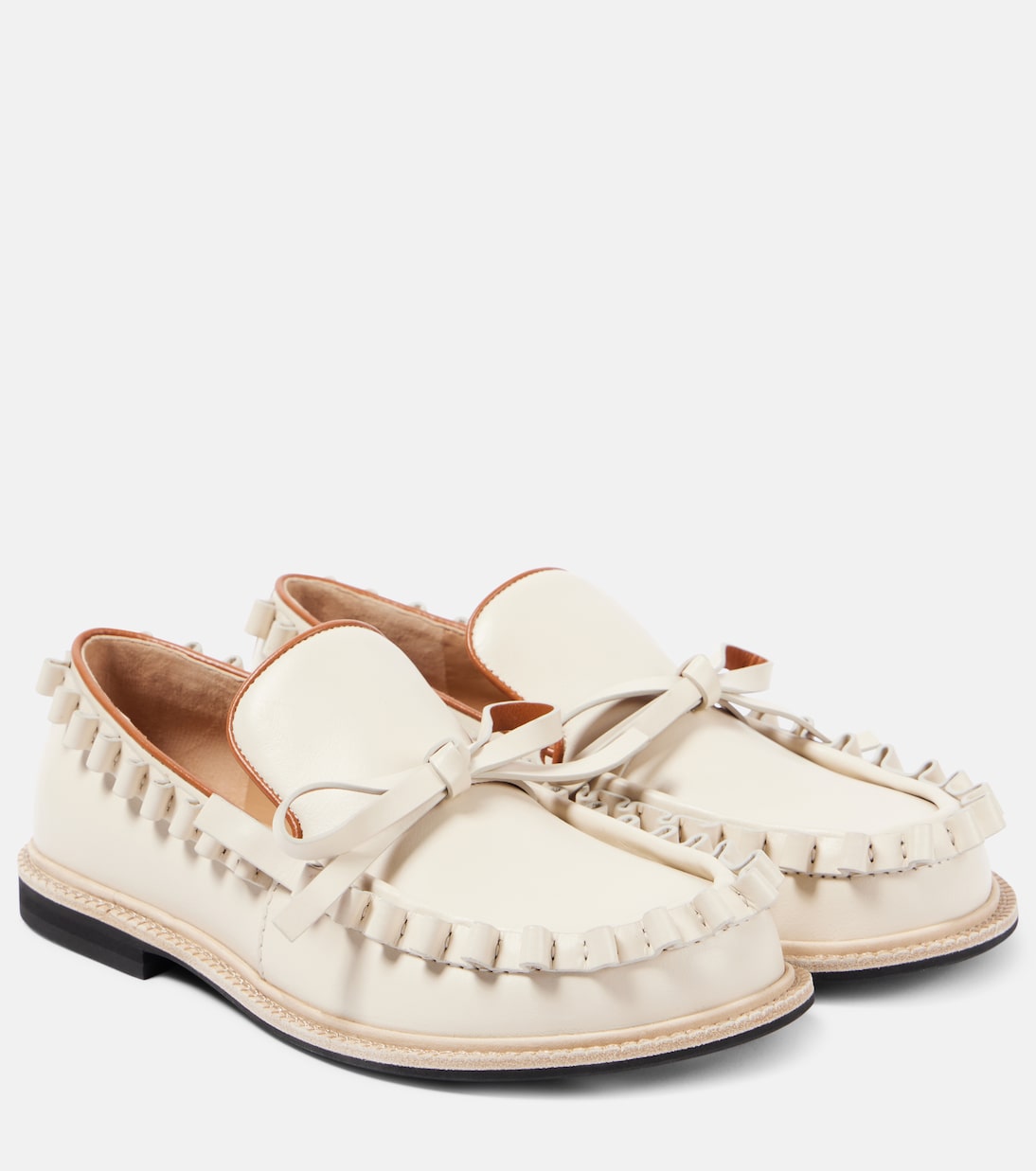 Мокасины из кожи с рюшами JW Anderson, Off-White