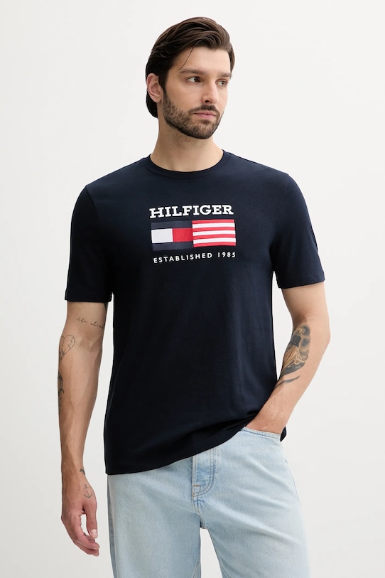 

Хлопковая футболка Tommy Hilfiger, темно-синий
