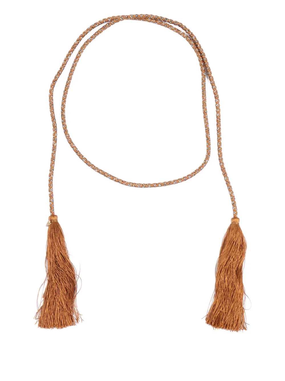 

Пояс с кисточками и украшением из кристаллов Forte Forte, коричневый