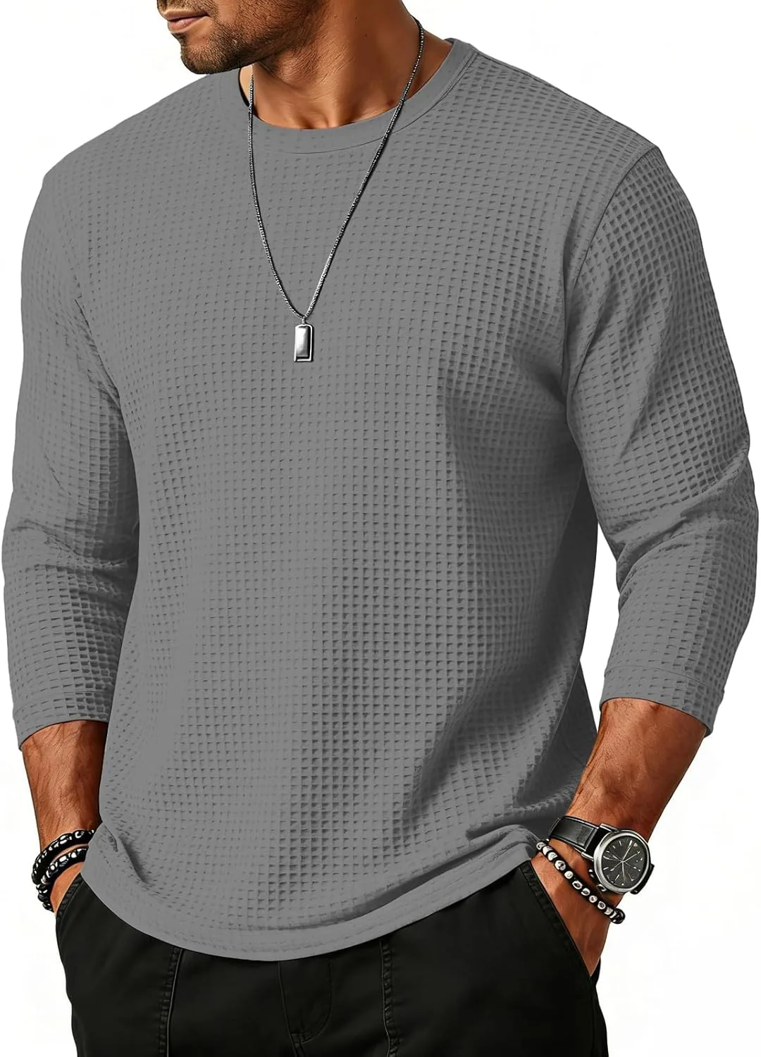 

Мужская футболка Waffle с коротким рукавом, легкая и удобная, для повседневной носки и занятий спортом lcyhony