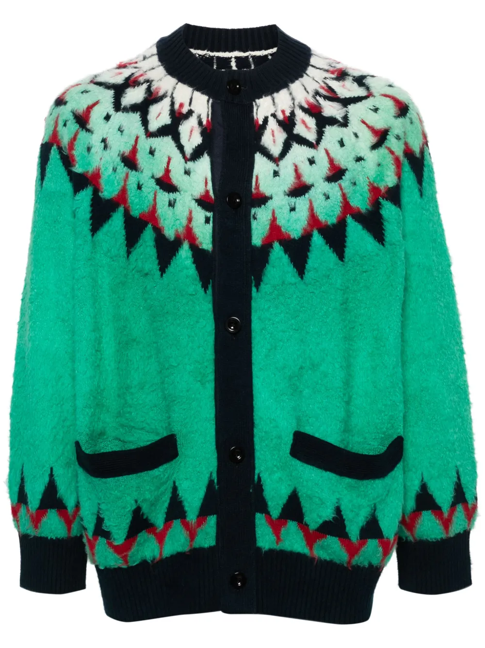 

Жаккардовый кардиган с узором SACAI, зеленый