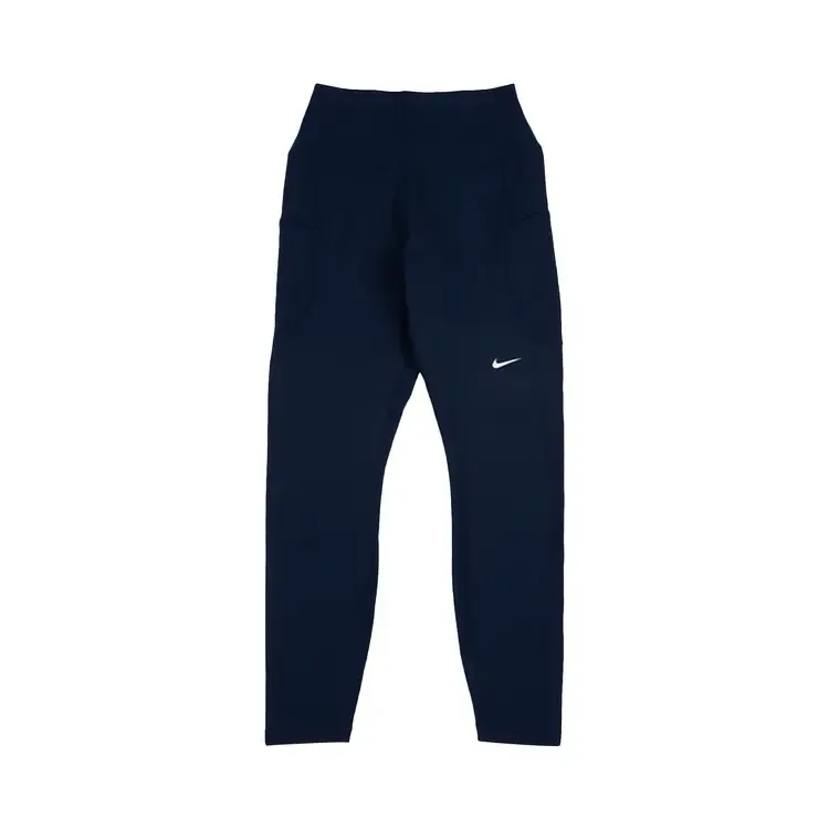 Леггинсы Nike One с высокой талией, длина 7/8, цвет «Полуночно-синий/белый»