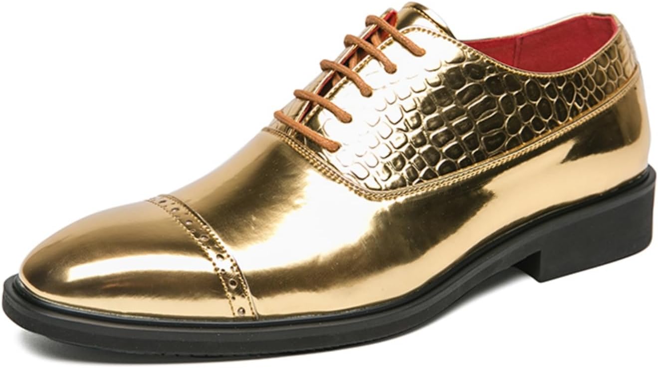 

Мужские оксфорды: стильные классические туфли из лакированной кожи, шнуровка, подходят для официальных мероприятий Aokisx, золотой