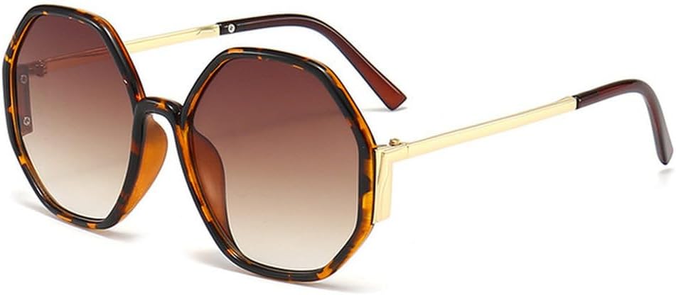 

Солнцезащитные очки Hexagon для женщин, солнцезащитные очки неправильной формы для мужчин, очки для вождения и рыбалки, защита от УФ-излучения UV400, класса люкс TVTBBVV, Leopard