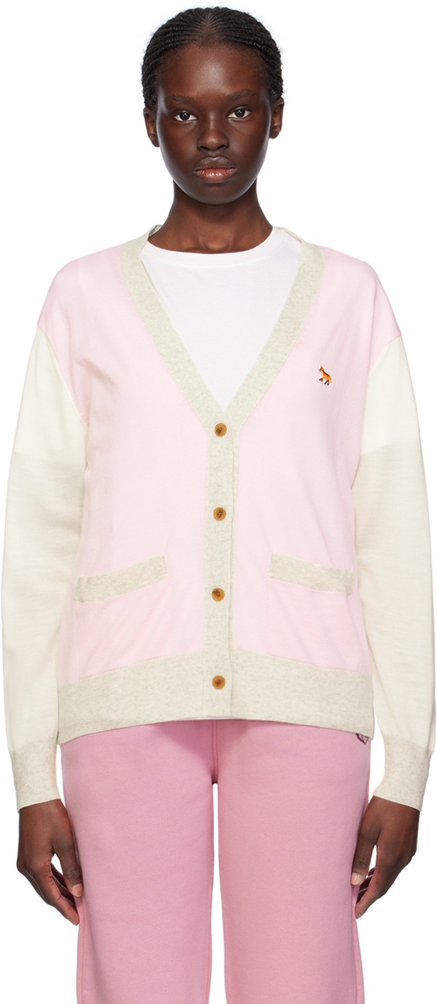 

Разноцветный кардиган Baby Fox Maison Kitsune, цвет Pale pink