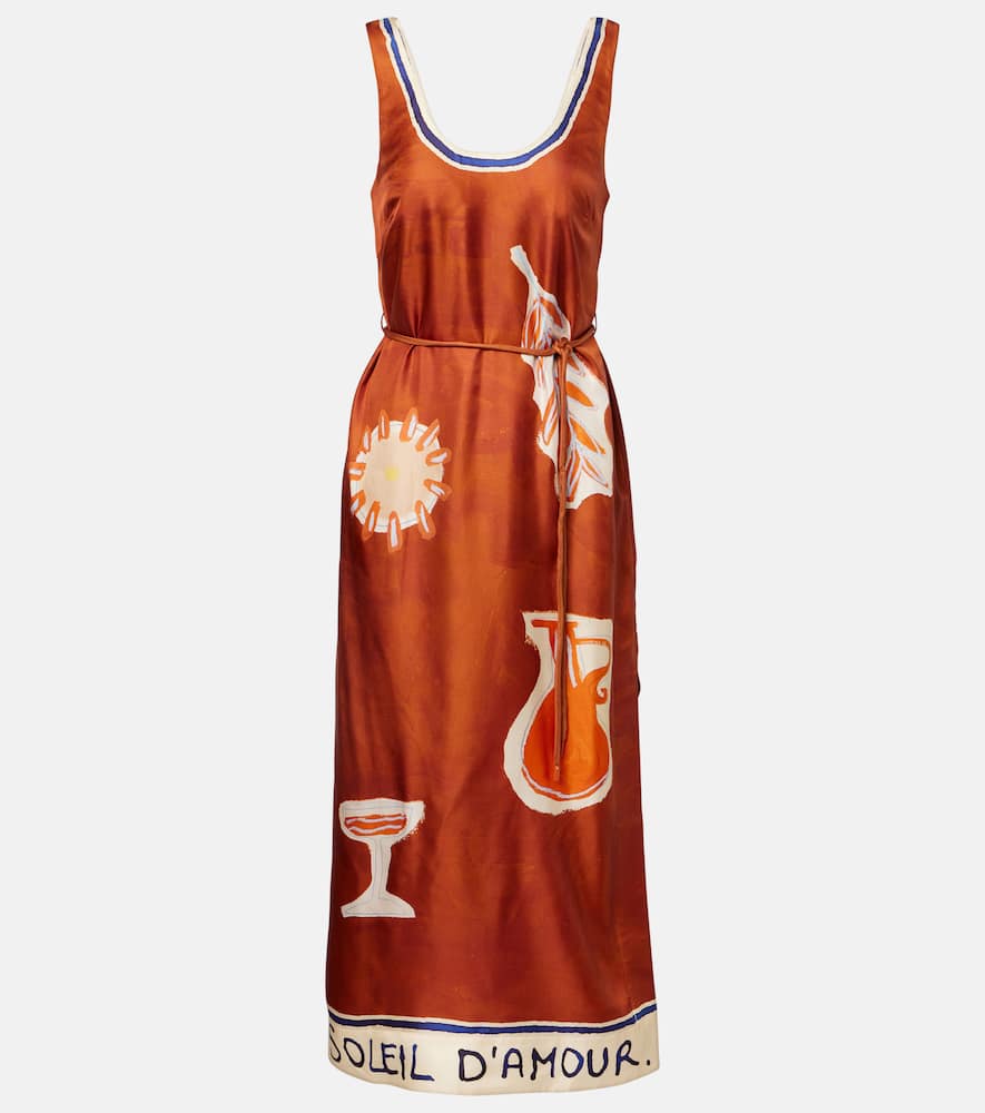 

Платье миди из шелка Soleil D'Amour от LRNCE Alémais, Rust