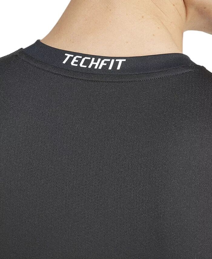 Мужская приталенная компрессионная футболка Tech-Fit с круглым вырезом adidas, черный — фото 3