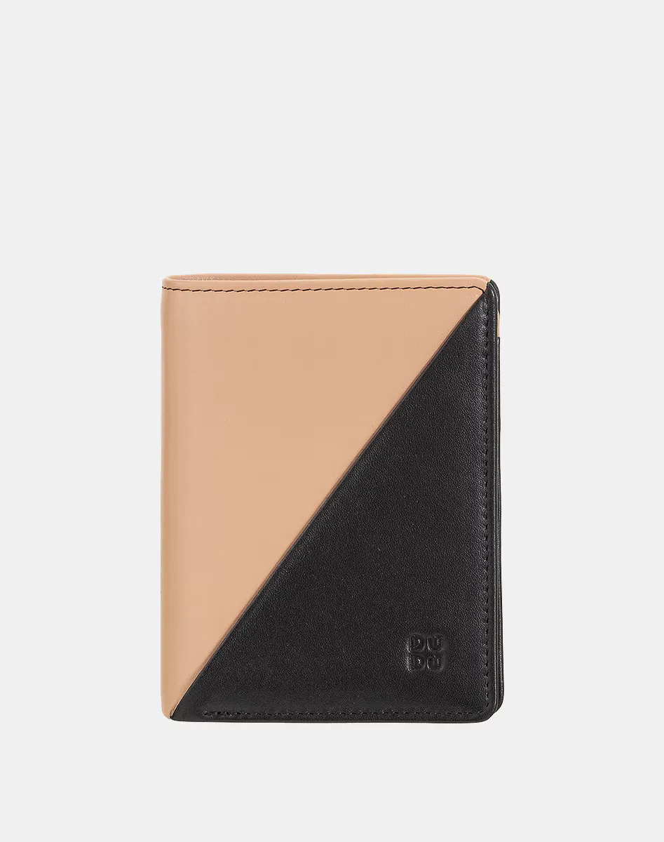 

Маленький двухцветный кожаный женский кошелек с портмоне Dudu, черный