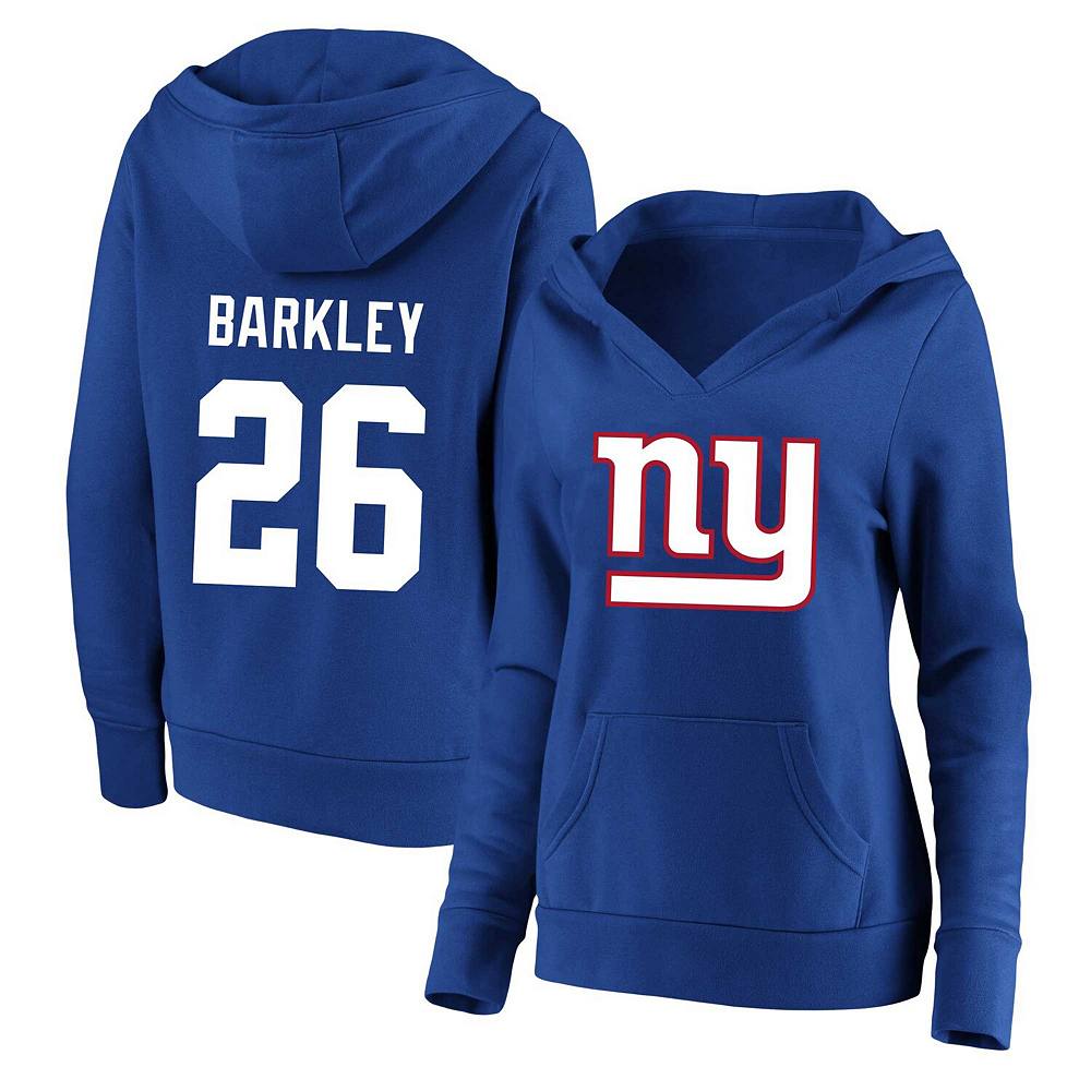 

Женский пуловер с капюшоном Saquon Barkley Royal New York Giants размера плюс, имя и номер игрока, цвет Gia Blue