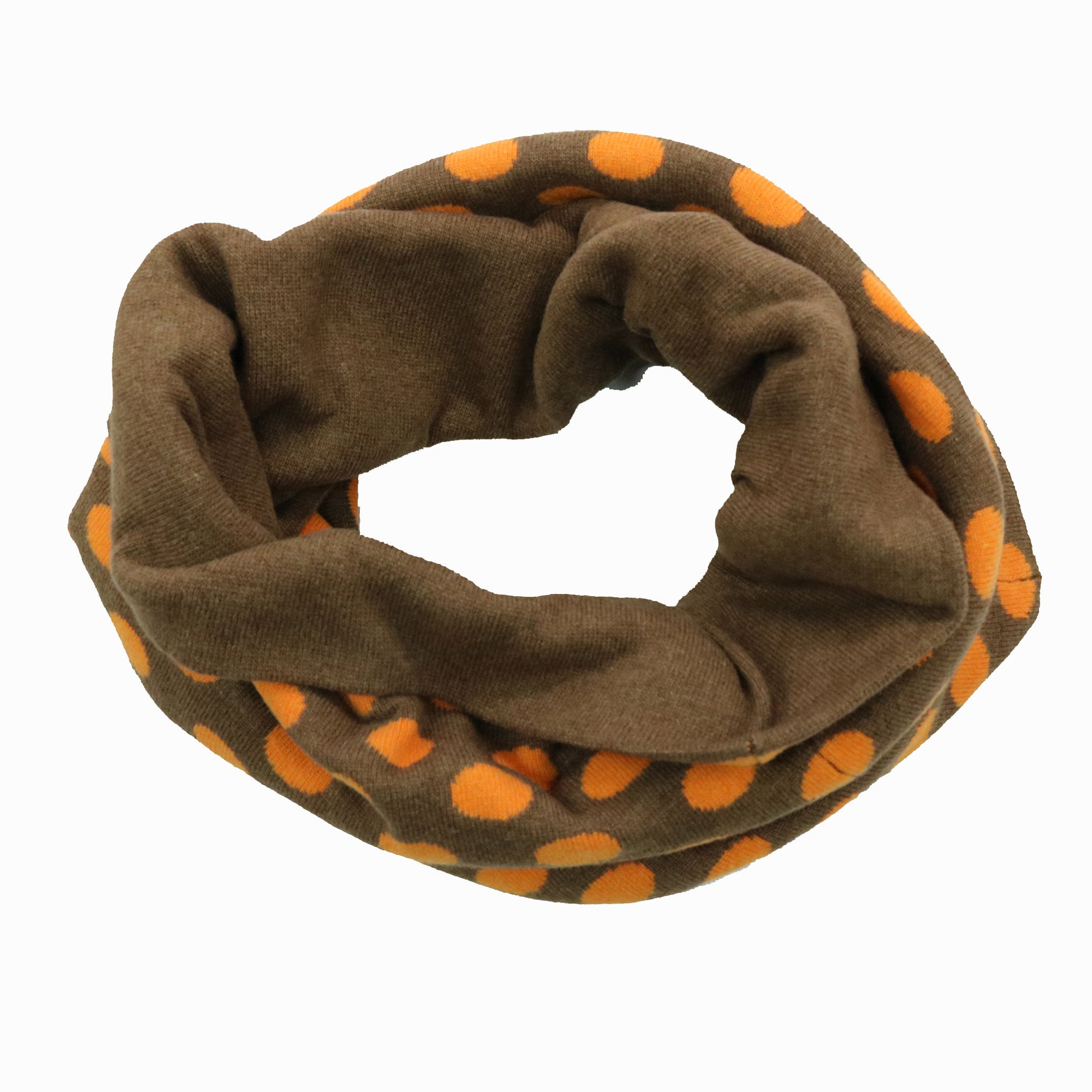 

Двусторонняя теплая шапка в горошек Portolano, цвет walnut/tangerine