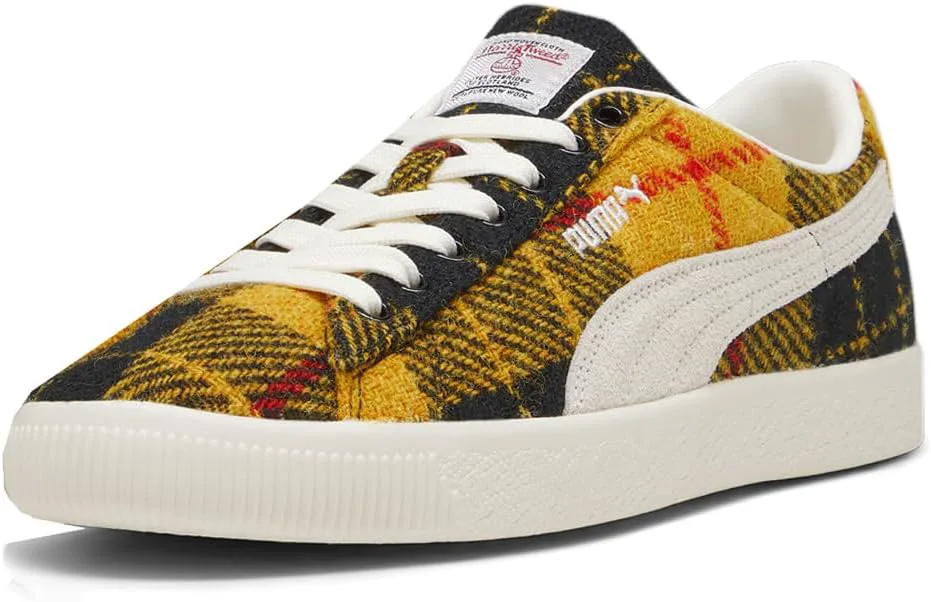 Кроссовки PUMA мужские замшевые VTG Harris Tweed с шнуровкой, повседневные - черные, желтые, черный — фото 3