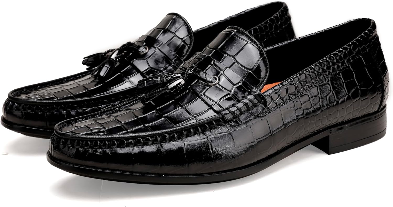 

Мужские лоферы с кисточками, гладкая кожаная классическая модель с пенни, удобные туфли с кисточками на свадьбу, для вечеринки или повседневной носки Generic, черный