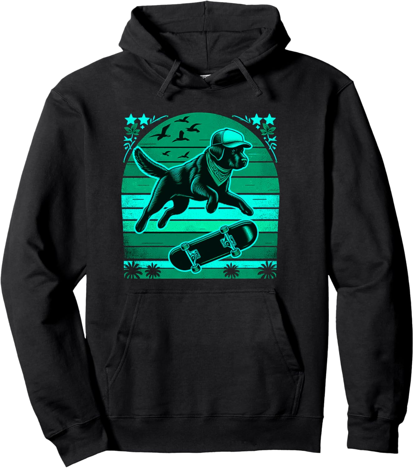 

Худи Cooler Black Labrador Retriever Dog Olli Jump Skate Beach Hoodie Skater Dog Cartoon Black Labrador On Skateboard, черный