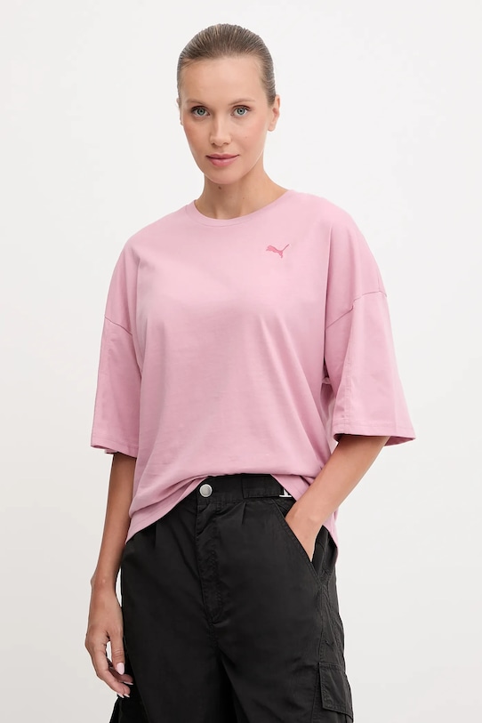 

Хлопковая футболка Puma, розовый