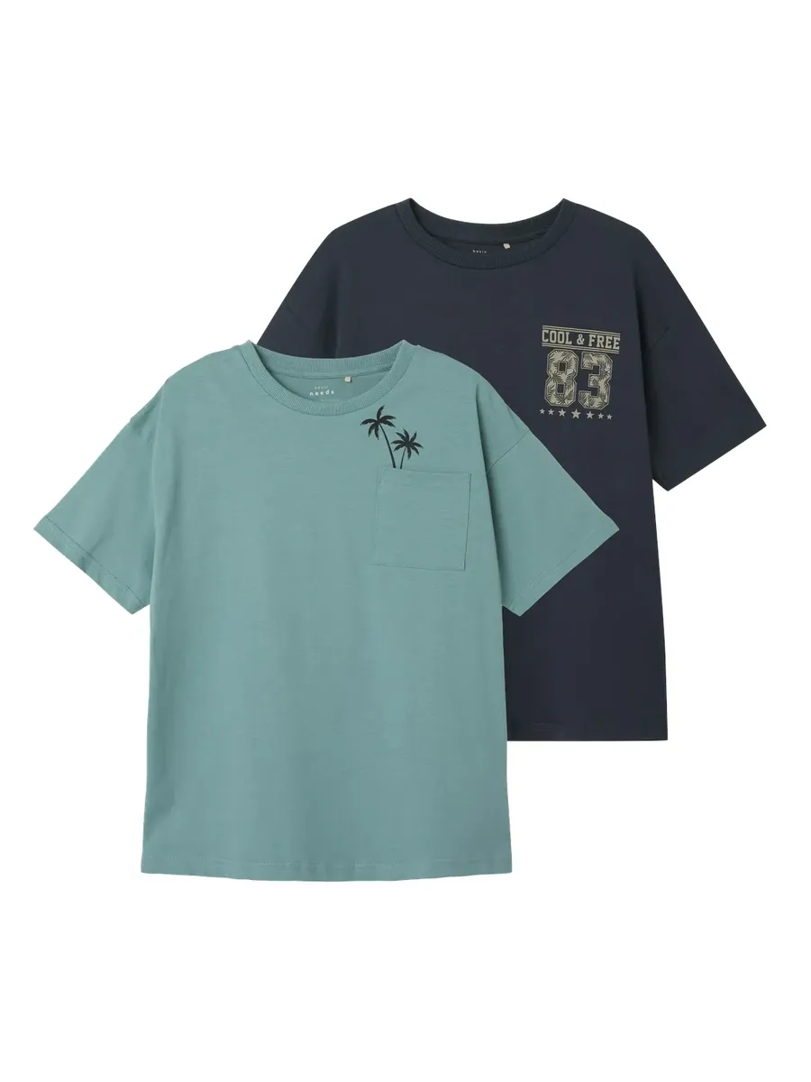 

Рубашка с короткими рукавами Name It "NKMVILIAN 2P SS BOXY TOP", синий