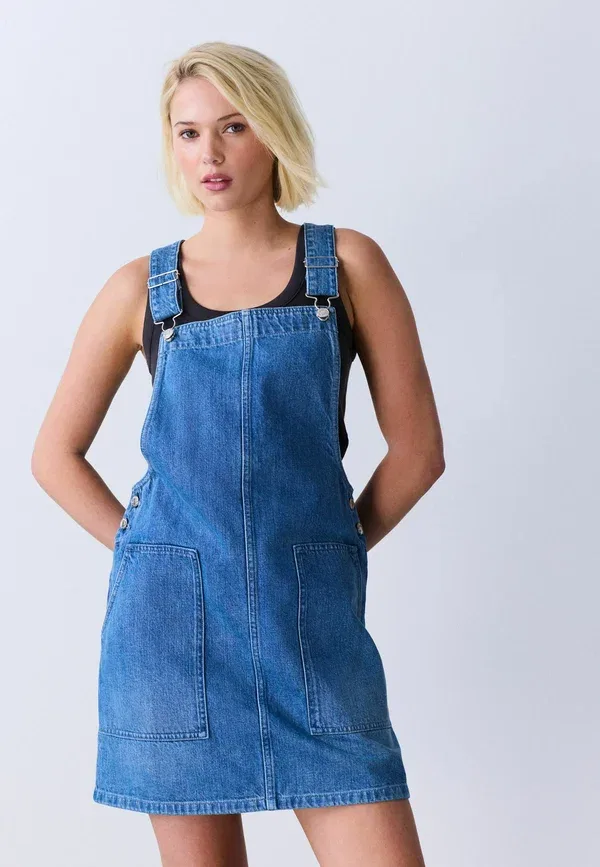 Платье джинсовое мини Regular fit, Next, mid blue, средне-синий