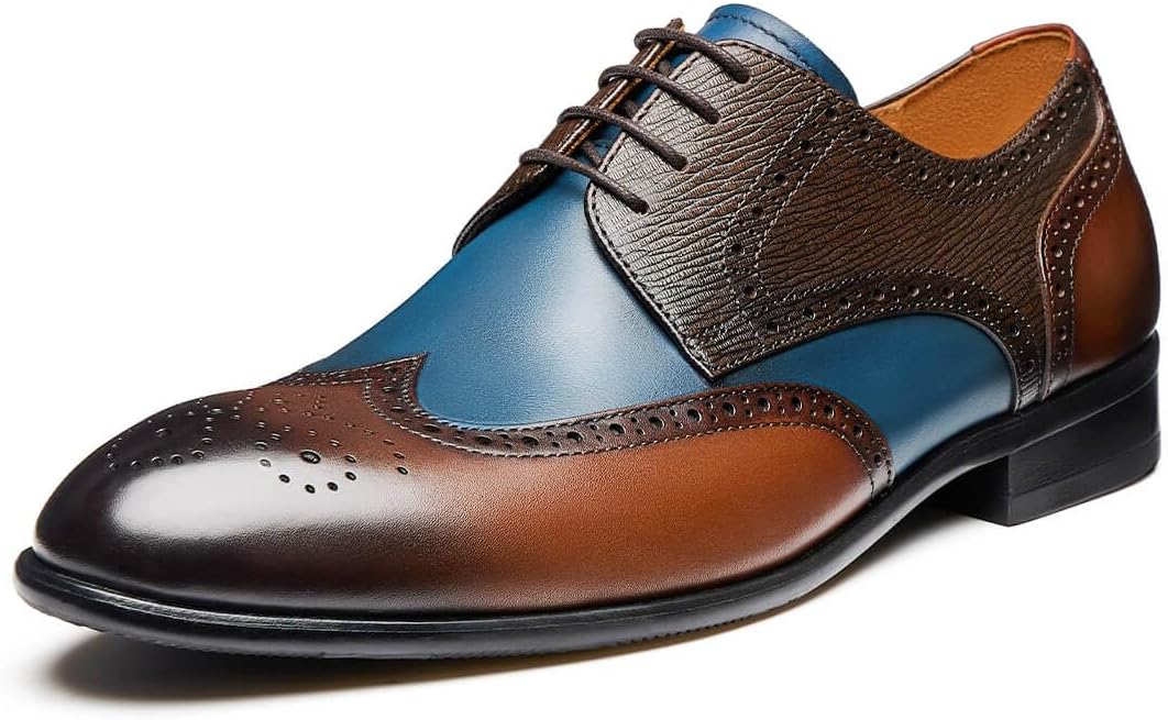 

Мужские классические туфли Jepsengord Wingtip из натуральной кожи коровы, оксфорды с брогированием, формальные деловые и свадебные дерби Jepsen Gord, синий/коричневый