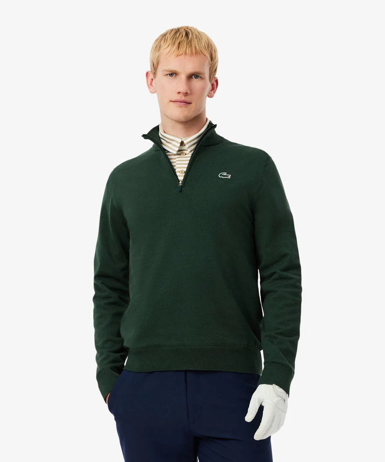 Свитер для гольфа Lacoste Темно-зеленый с молнией
