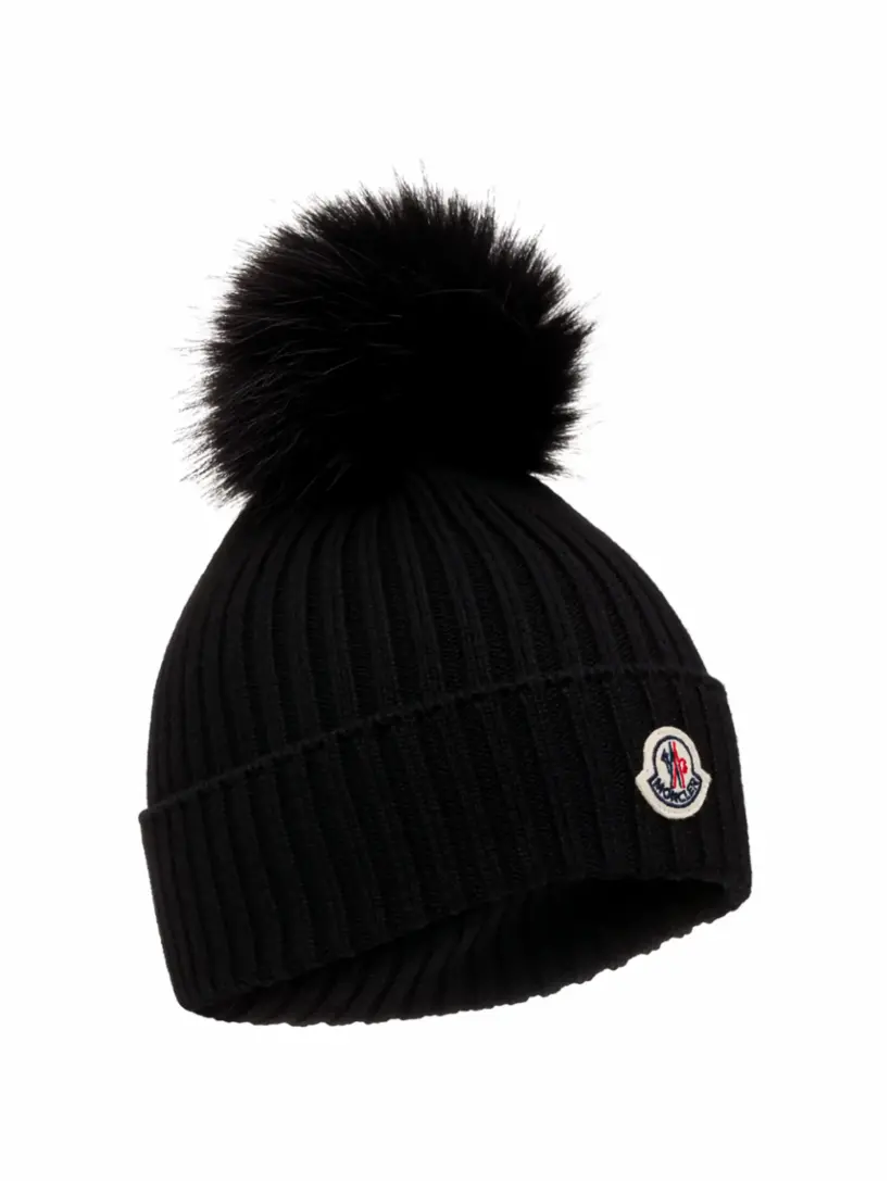 

Вязаная шапка с помпоном Moncler, черный