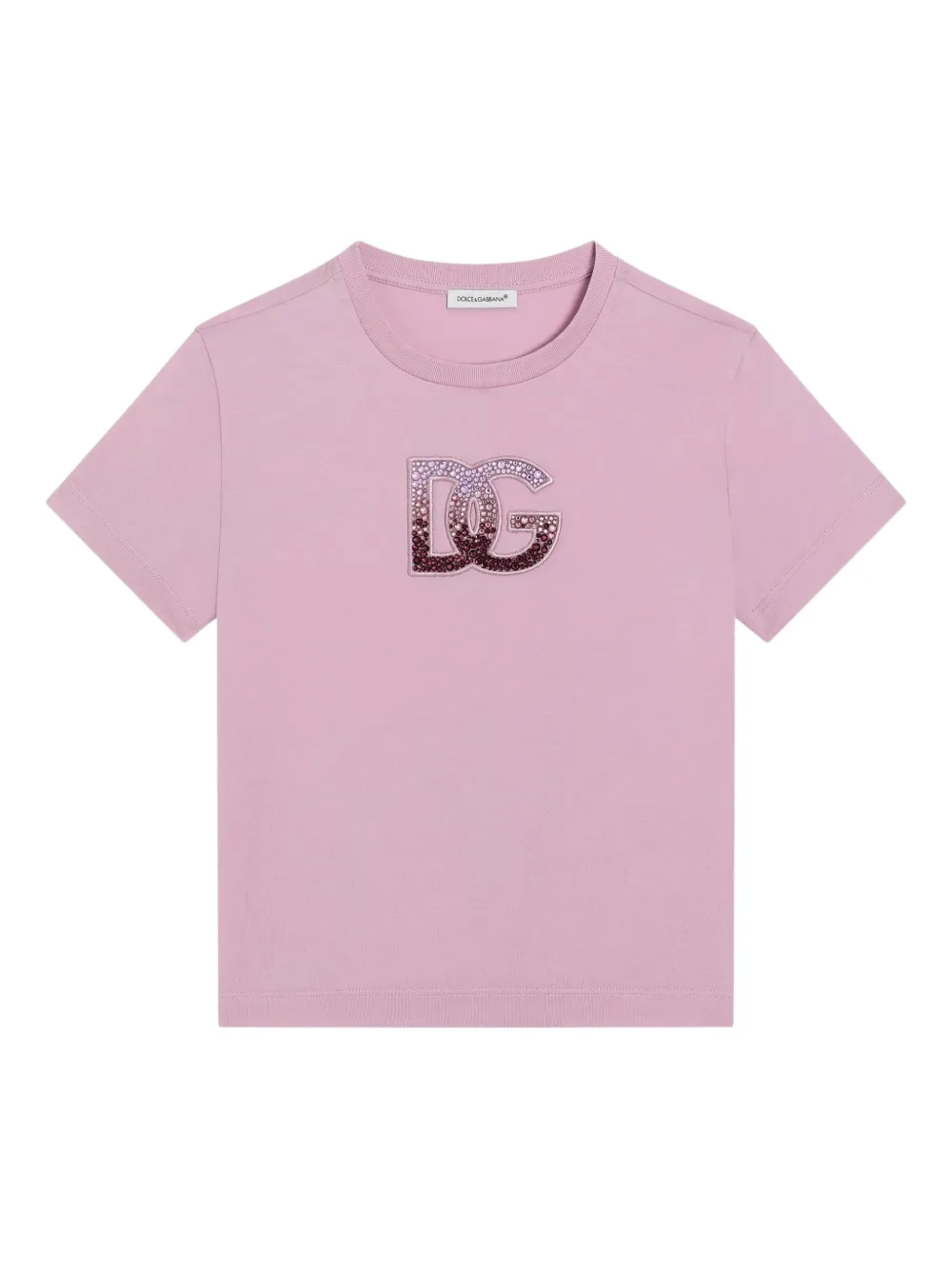 

Футболка со стразами и логотипом Dolce & Gabbana Kids, розовый