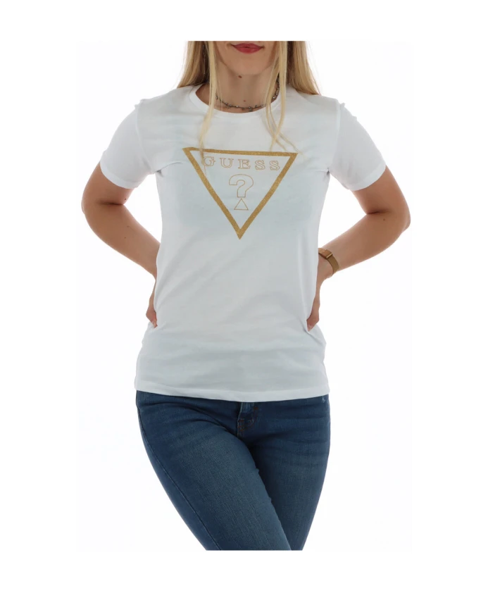 

Женская футболка с принтом, белая, с короткими рукавами. Guess, белый