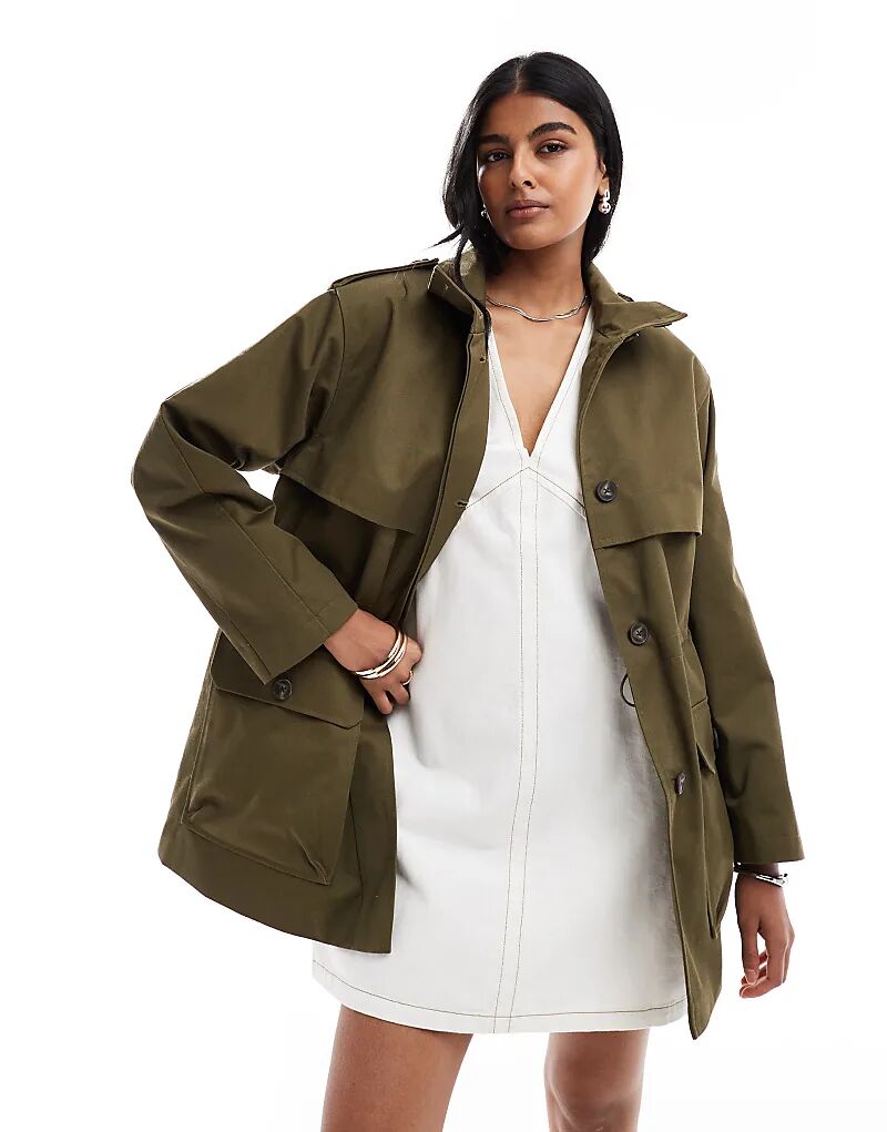 

Классическая парка ASOS DESIGN с четырьмя карманами оливкового цвета, Зеленый, Классическая парка ASOS DESIGN с четырьмя карманами оливкового цвета