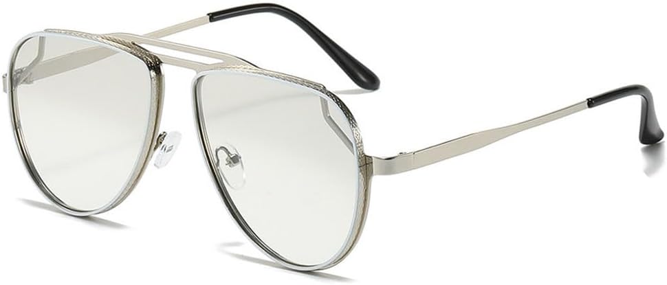 

Ретро классические металлические солнцезащитные очки с двойной оправой для мужчин и женщин, модные очки для активного отдыха и вождения, мужские солнцезащитные очки UV400 TKKTLLT, Silver Clear