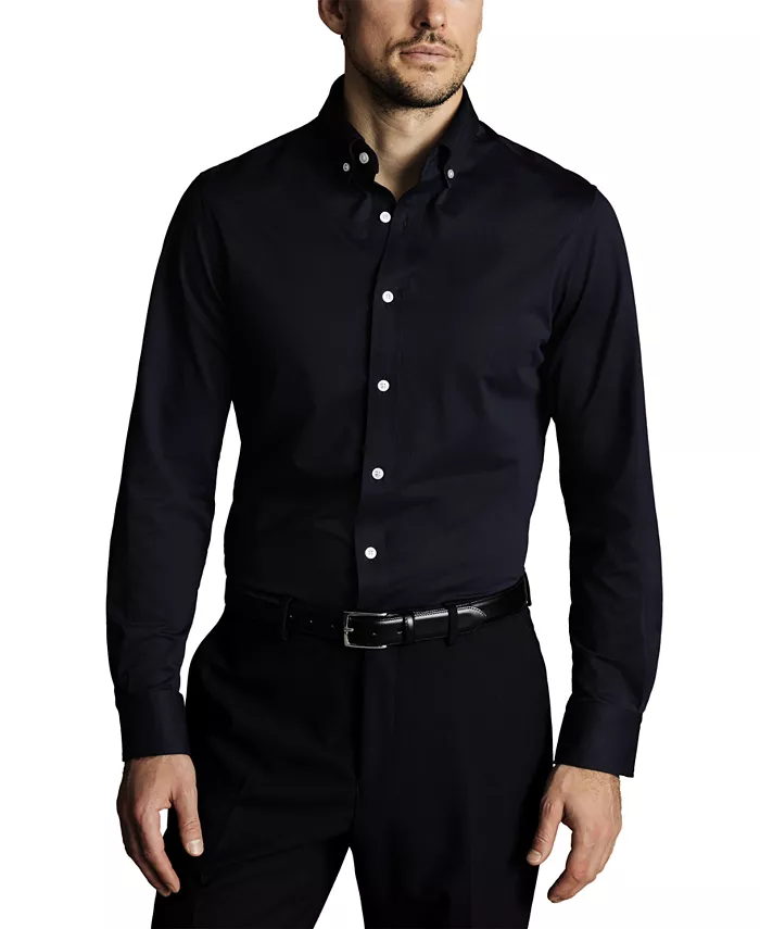 

Мужская рубашка на пуговицах из эластичного джерси Four-Way Stretch Charles Tyrwhitt, синий