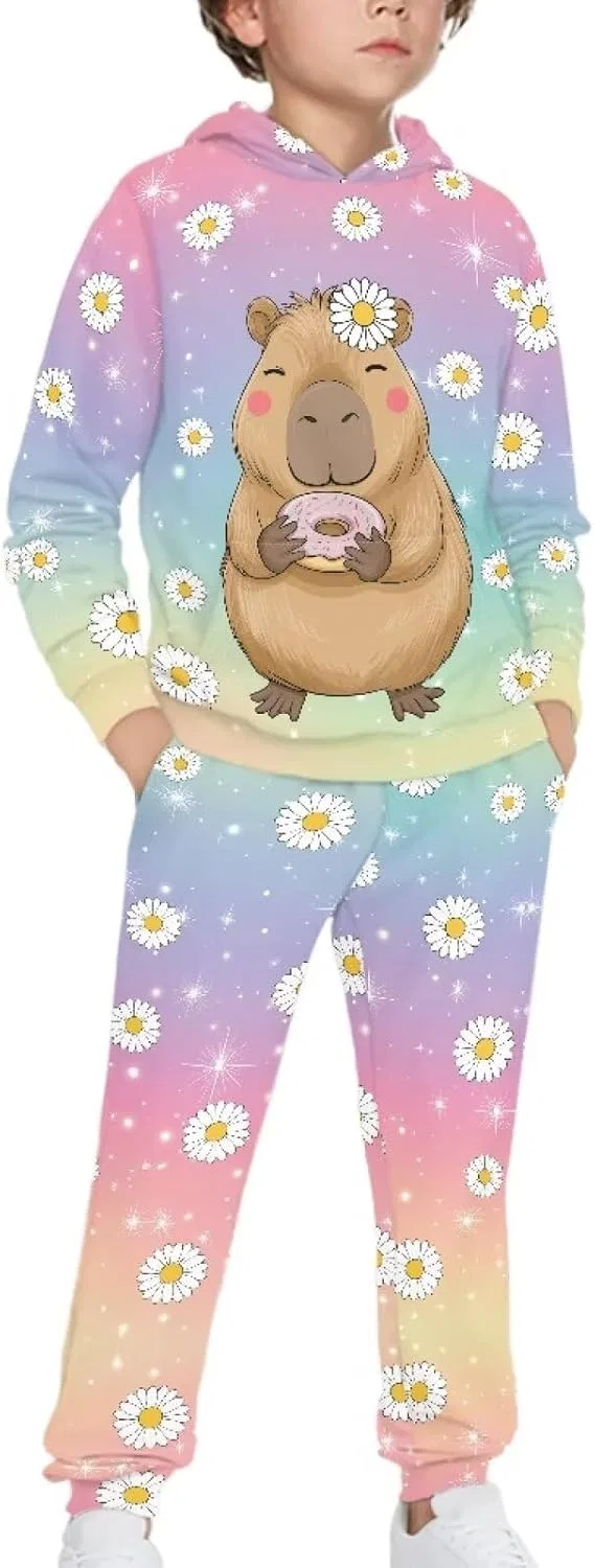 Детский спортивный костюм с капюшоном, Colorful Capybara Patternssss — фото 2