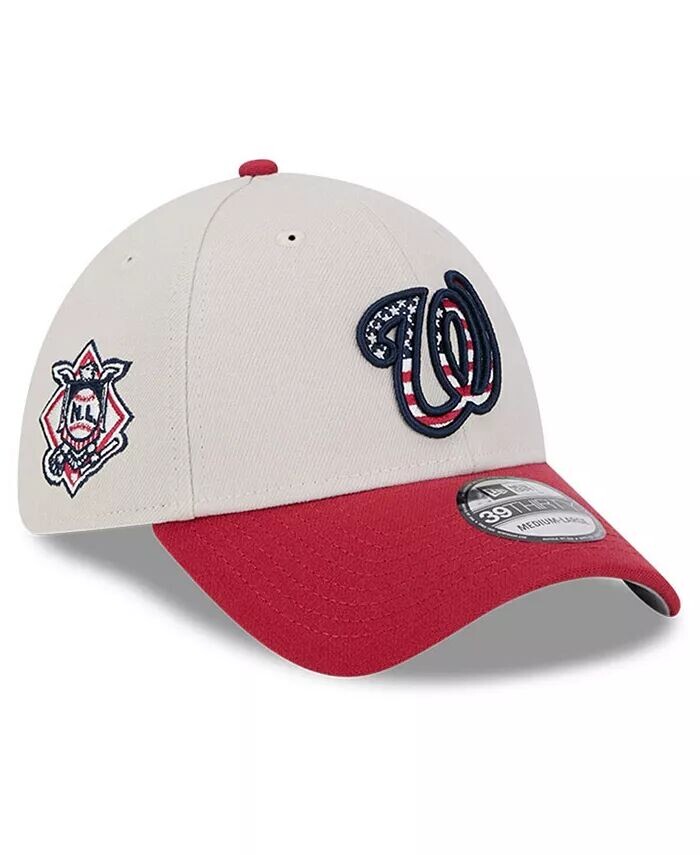 

Мужская красная шляпа Washington Nationals 2024, 4 июля, 39THIRTY New Era, бежевый