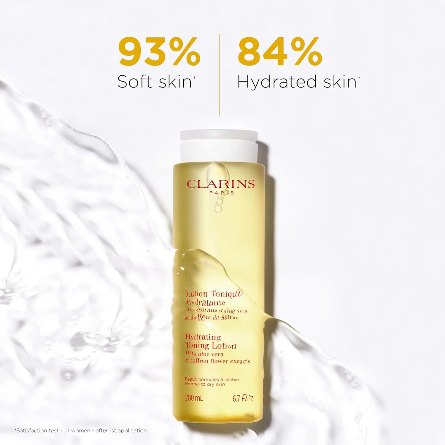 Clarins Hydrating Toning Lotion - очищает, тонизирует, увлажняет и балансирует микробиом кожи, на основе алоэ вера, без спирта, для нормальной и сухой кожи — фото 2