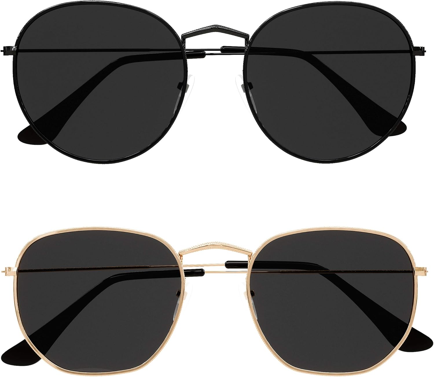 

Солнцезащитные очки Tantino маленькие круглые для женщин и мужчин, геометрический восьмиугольный, плоский металлический шестиугольный, квадратный, ретро-стиль, защита UV400, Black Round + Gold Polygon