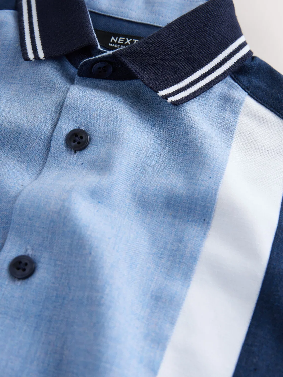Рубашка на пуговицах стандартного кроя Next, Light Blue/Dark Blue — фото 4