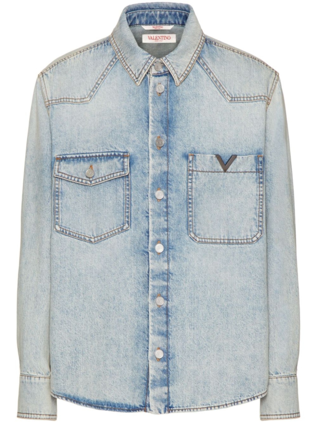 

Valentino Garavani cut-out denim shirt, синий